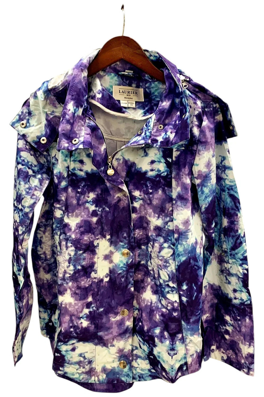 Laurier & Co. Women's Wind and Water Resistant Flare Coat Purple Multi - Regular